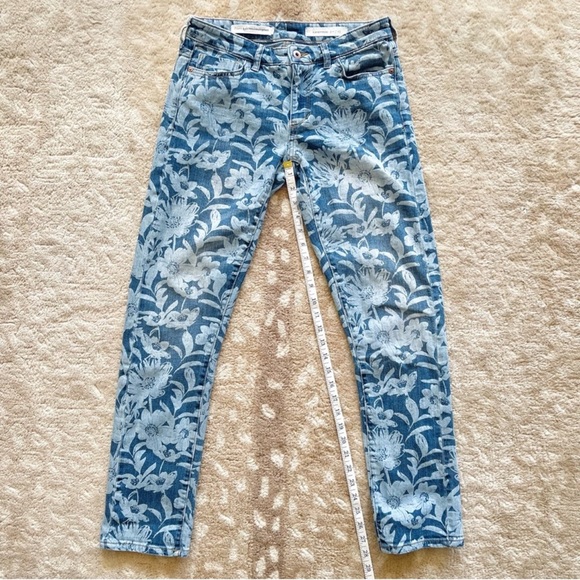 Pilcro And The Letterpress Slim Boyfriend Boho Floral Print Blue Jeans Size 25 - Picture 5 of 13